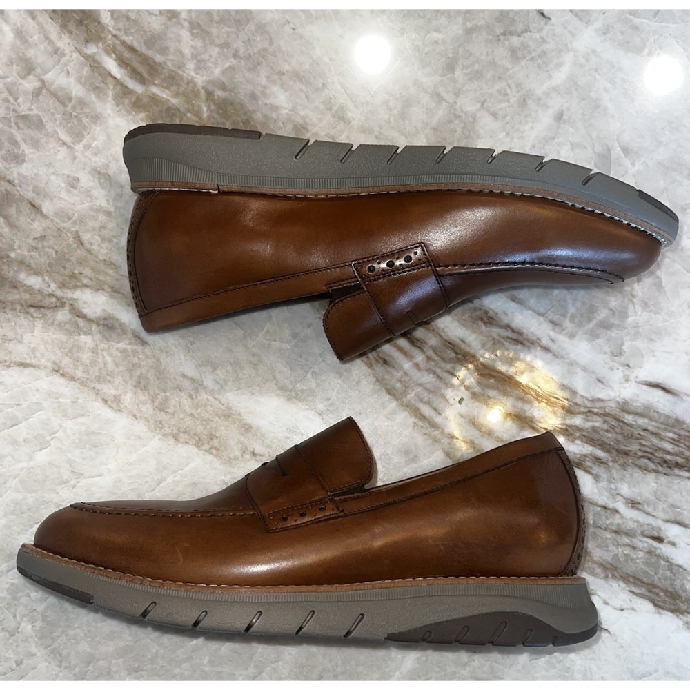Johnston & Murphy Vaughn Penny Loafers Cognac Brown Leather Mens Size 8 NEW - Picture 7 of 8